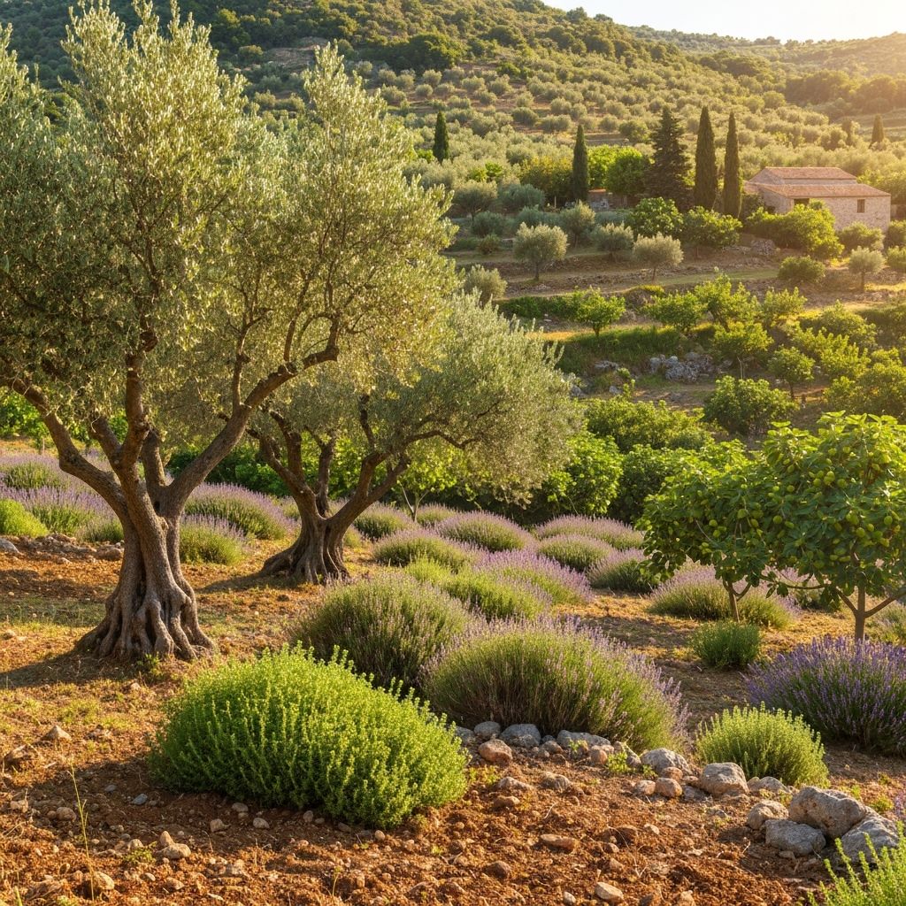 Mediterrane Kräutergärten und Olivenhaine
